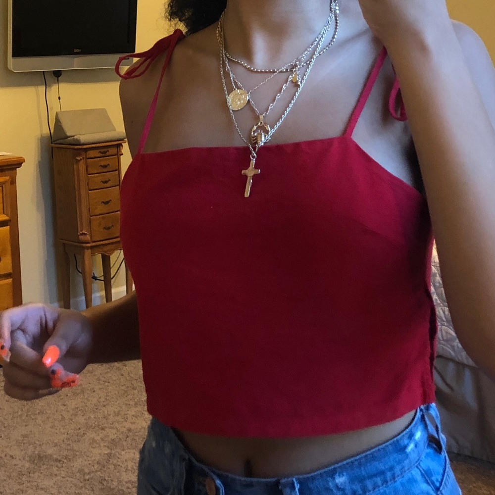 Brandy red tie top